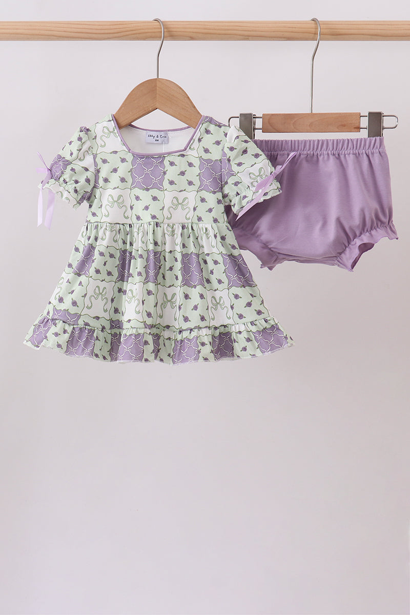 Purple Floral Bloomer Set
