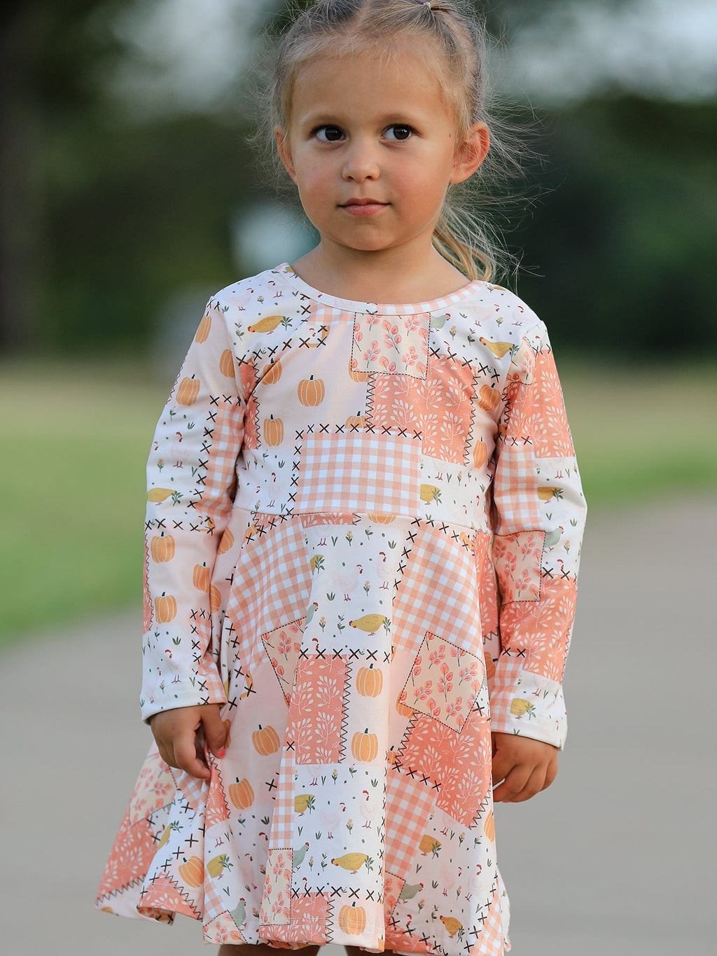 Thanksgiving Halloween Patchwork Girls Dress