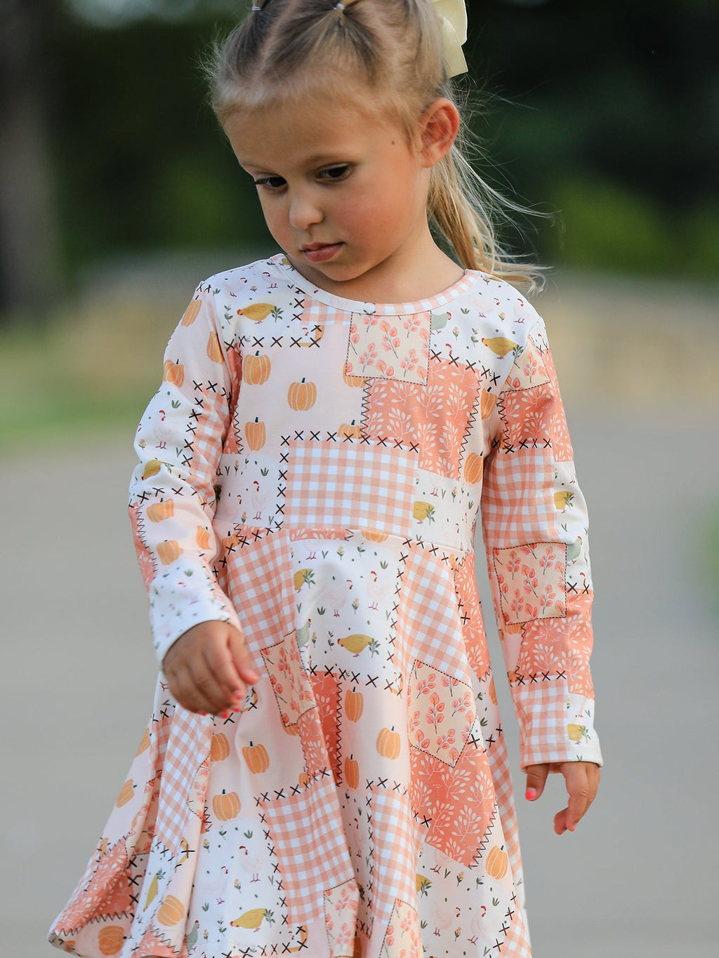 Thanksgiving Halloween Patchwork Girls Dress