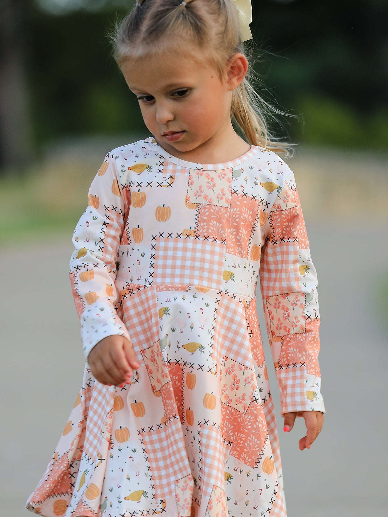 Thanksgiving Halloween Patchwork Girls Dress