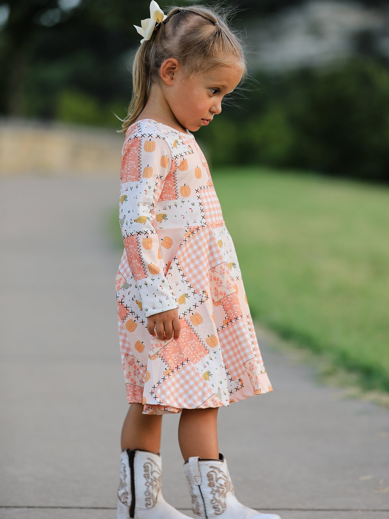 Thanksgiving Halloween Patchwork Girls Dress