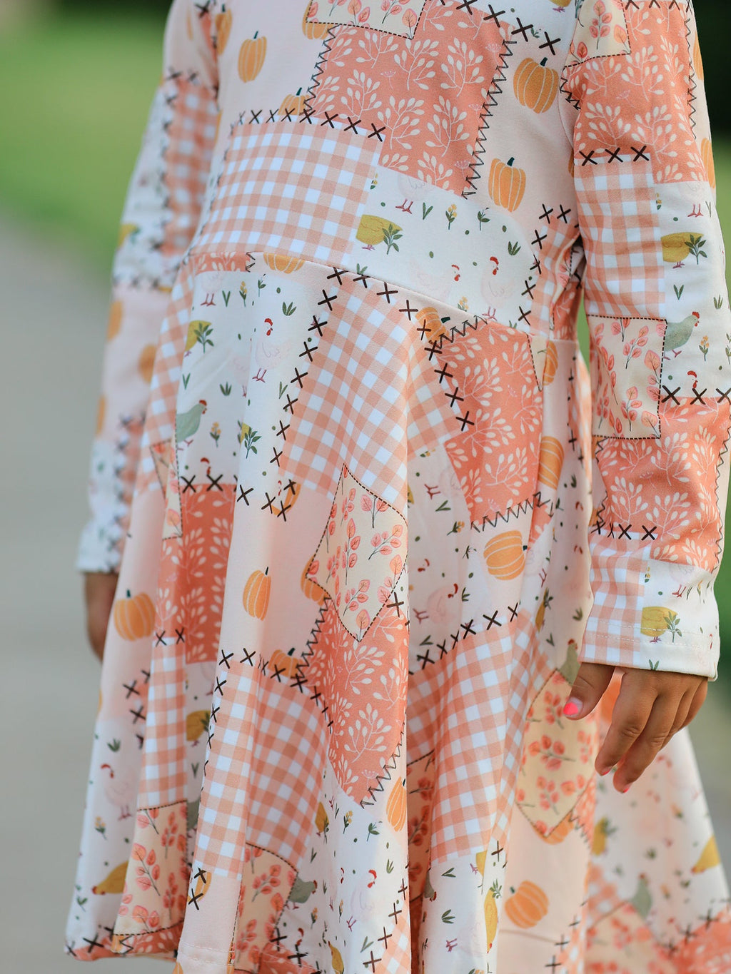 Thanksgiving Halloween Patchwork Girls Dress