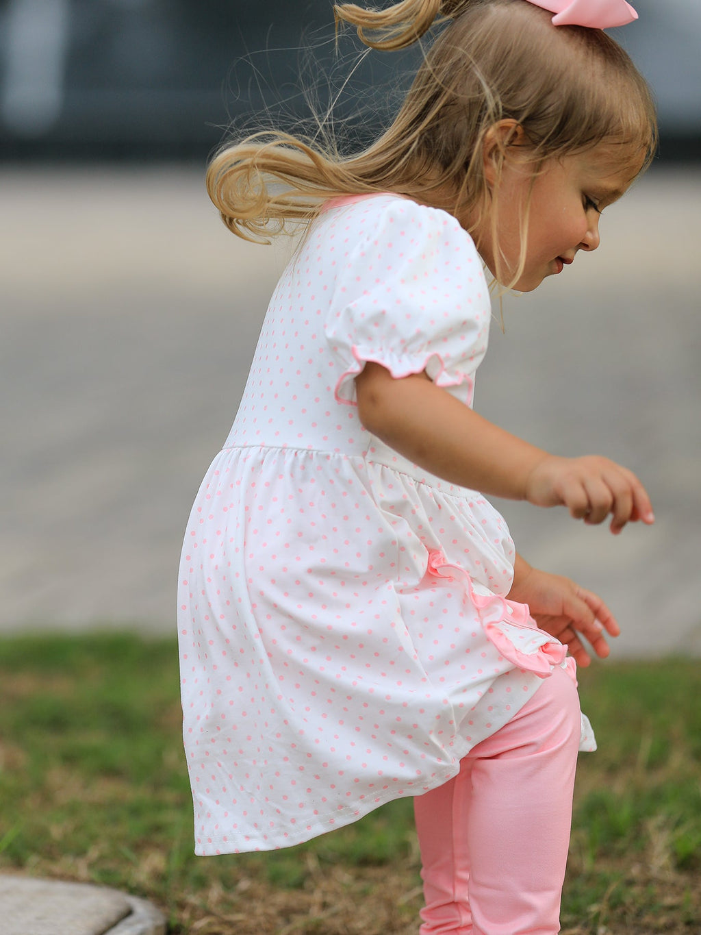 Back To School Girls' Apple Applique Set with Pockets