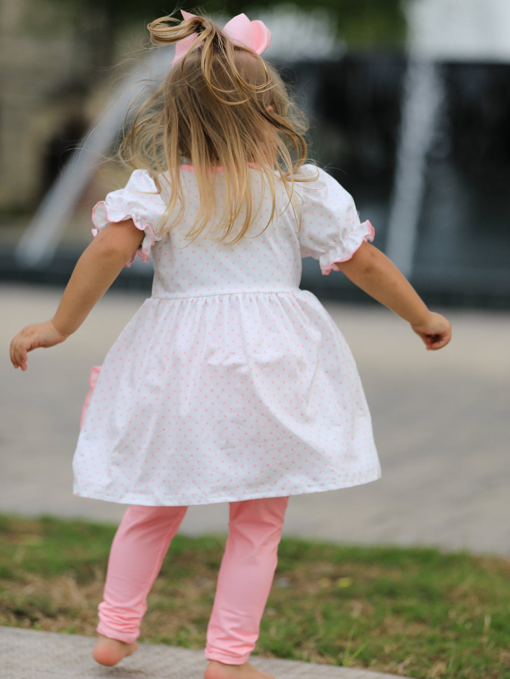 Back To School Girls' Apple Applique Set with Pockets
