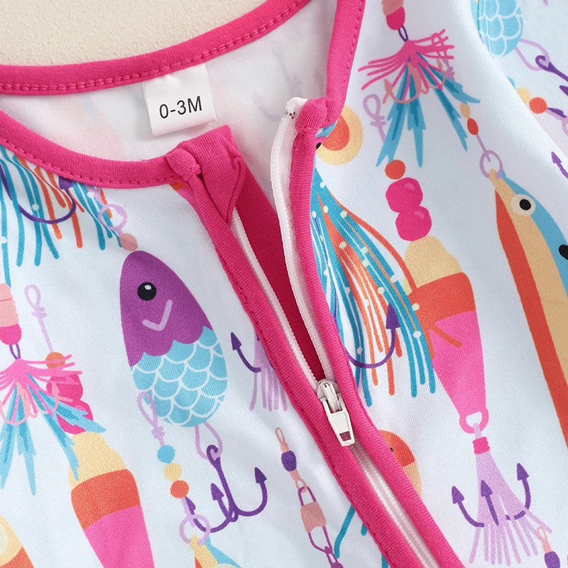 Cozy Fish Print Romper for Babies - Long Sleeve Jumpsuit