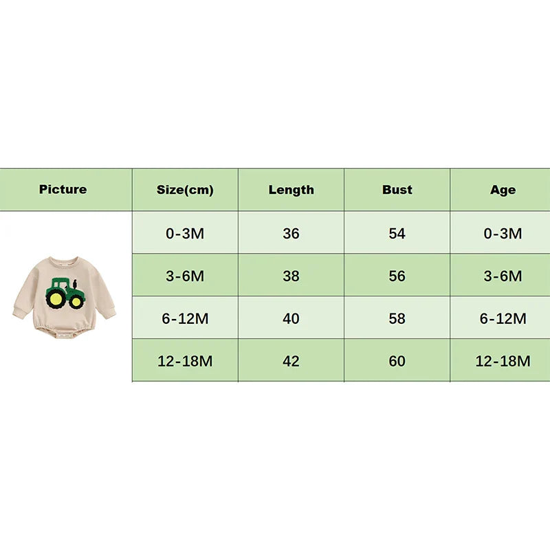 Cozy Embroidered Romper for Babies - Tractor Design