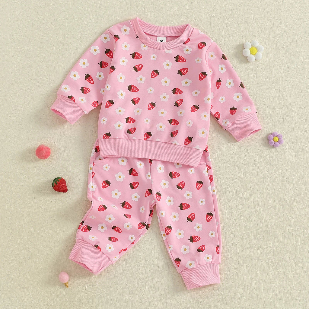 Sweet Strawberry Jogger Set for Girls - Cozy 2-Piece Outfit