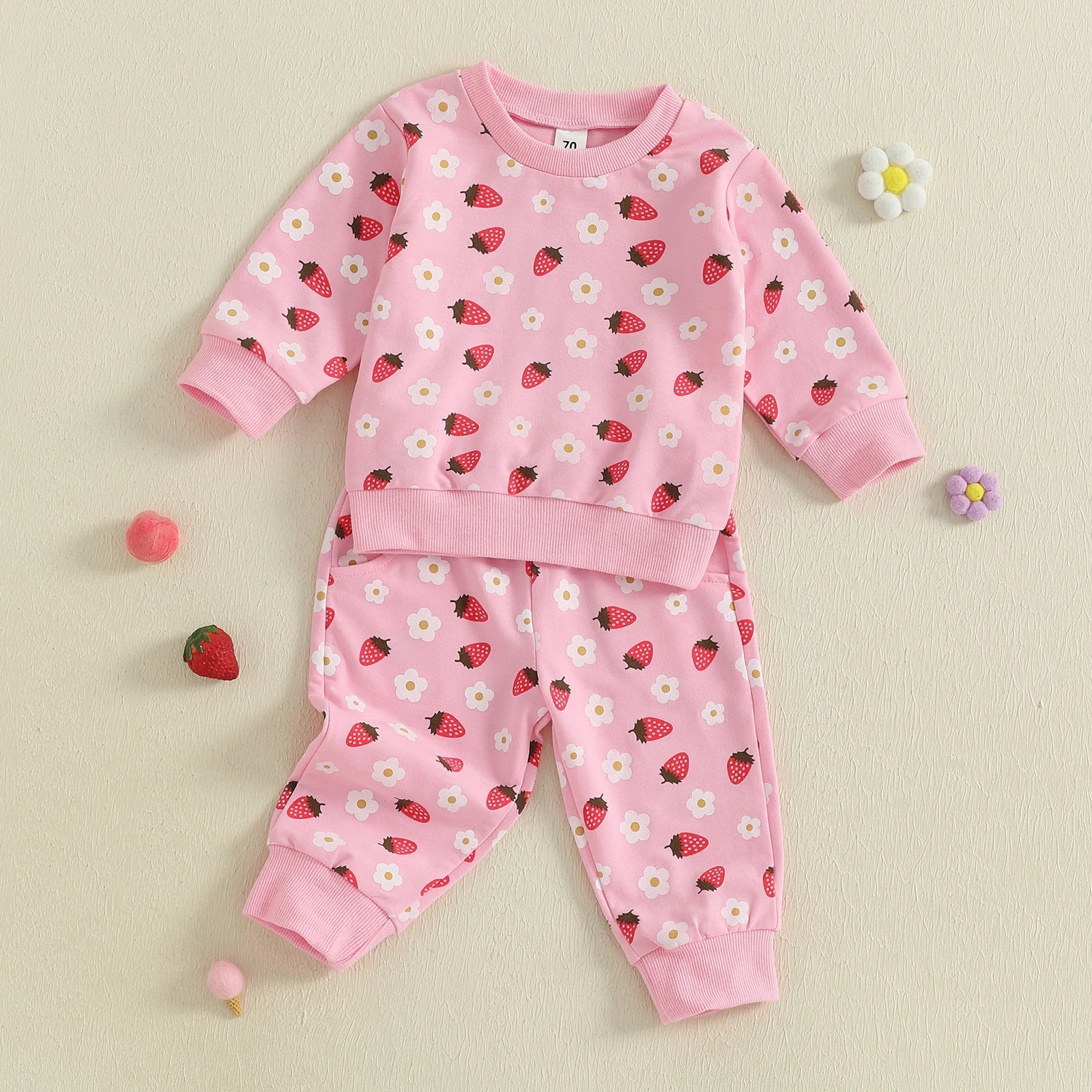 Sweet Strawberry Jogger Set for Girls - Cozy 2-Piece Outfit