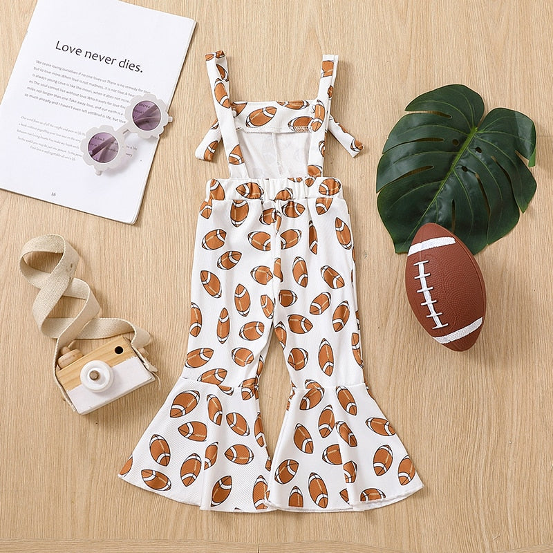 Sporty Football Romper for Girls - Bell Bottom Style