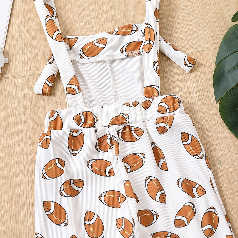 Sporty Football Romper for Girls - Bell Bottom Style