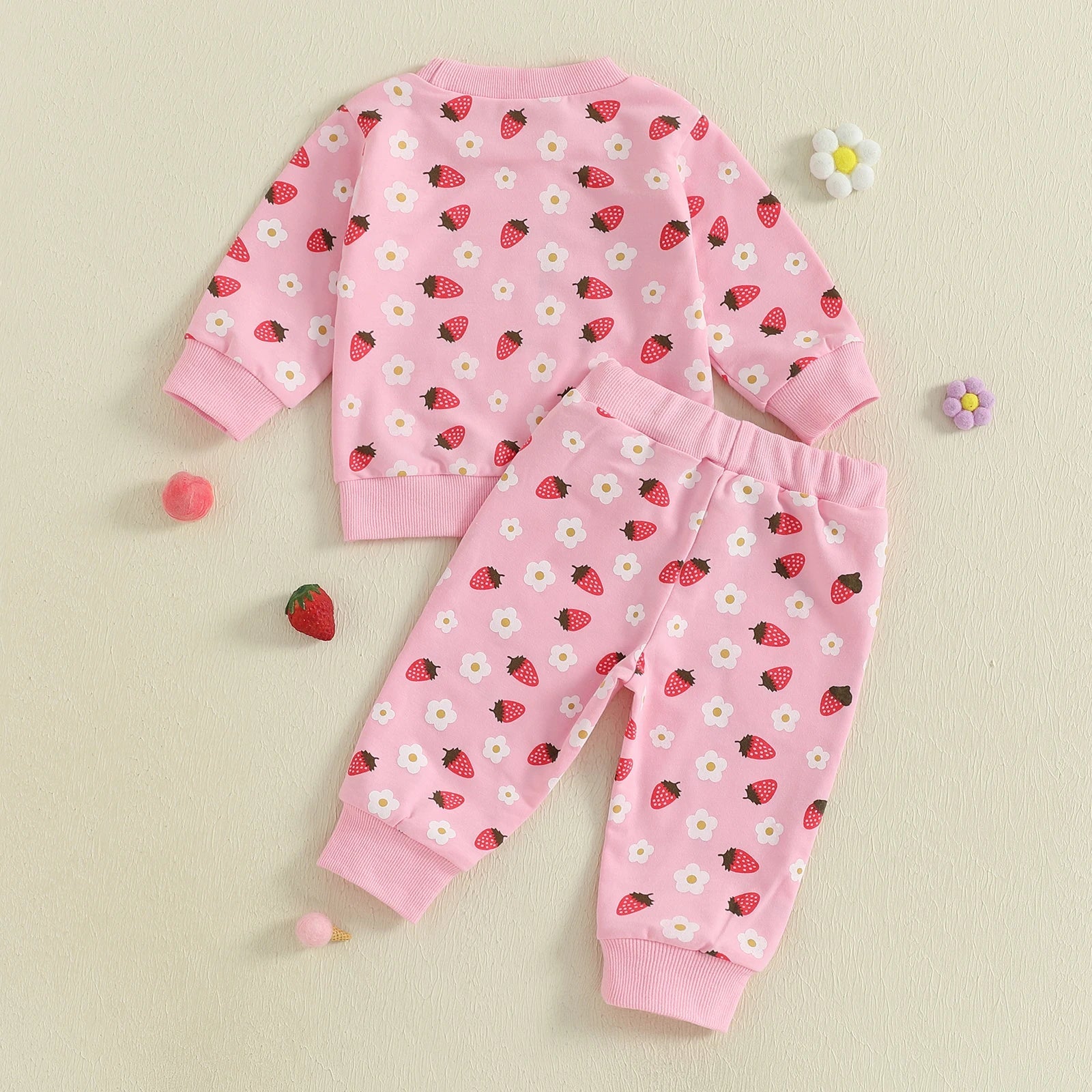 Sweet Strawberry Jogger Set for Girls - Cozy 2-Piece Outfit