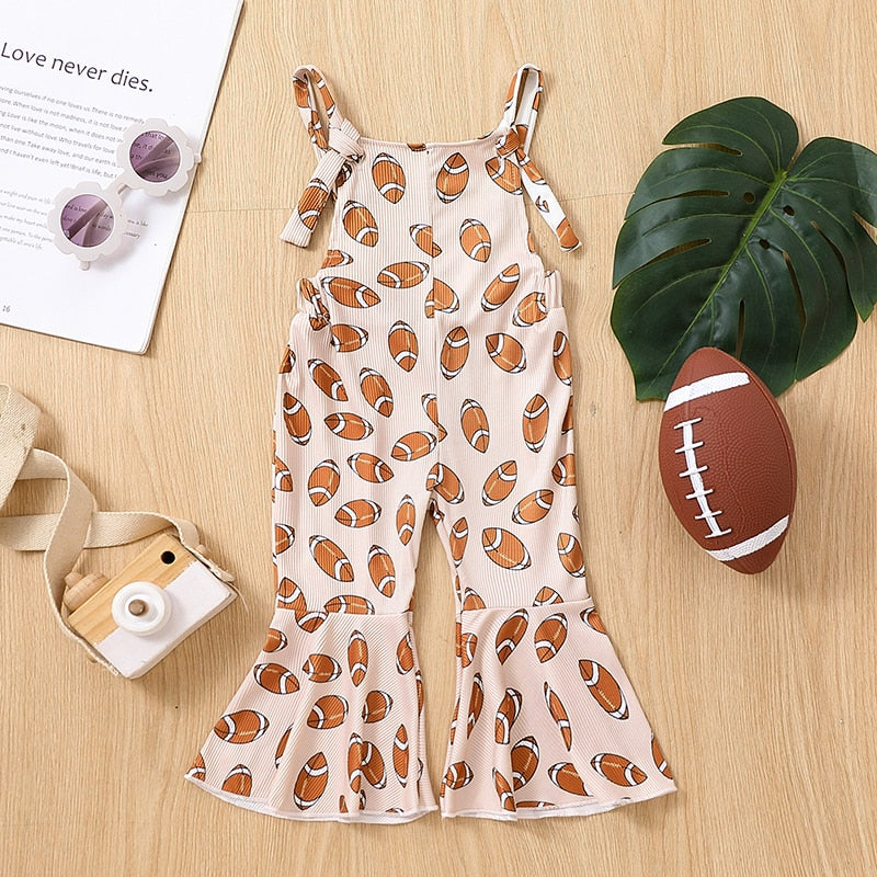 Sporty Football Romper for Girls - Bell Bottom Style