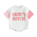 Baby Girl Daddy's Bestie Embroidery Letters Romper Short Sleeve Bodysuit Father Gift Clothes
