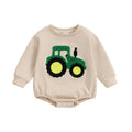 Cozy Embroidered Romper for Babies - Tractor Design