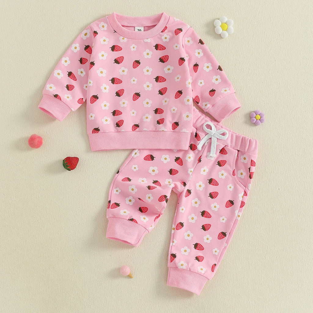 Sweet Strawberry Jogger Set for Girls - Cozy 2-Piece Outfit