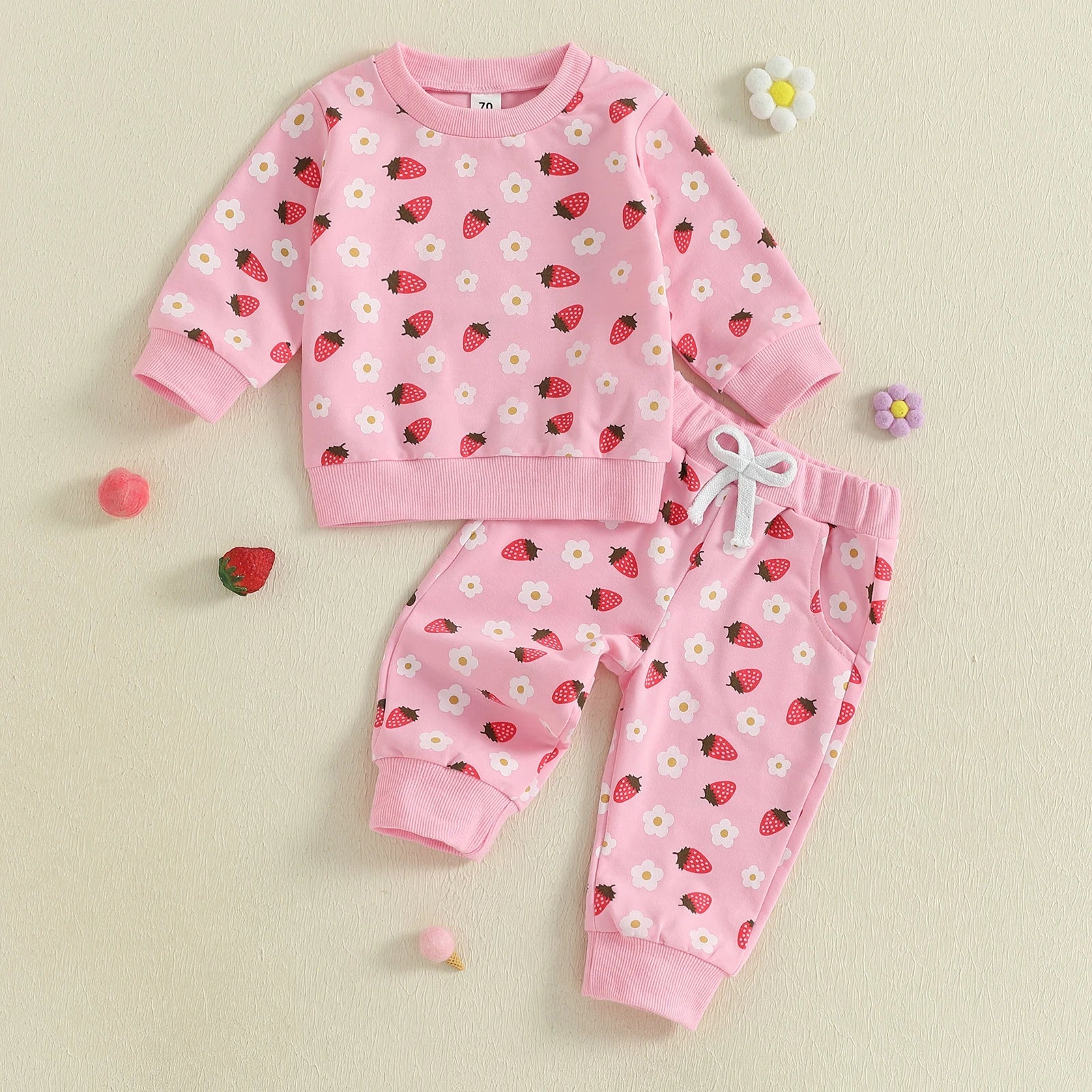 Sweet Strawberry Jogger Set for Girls - Cozy 2-Piece Outfit