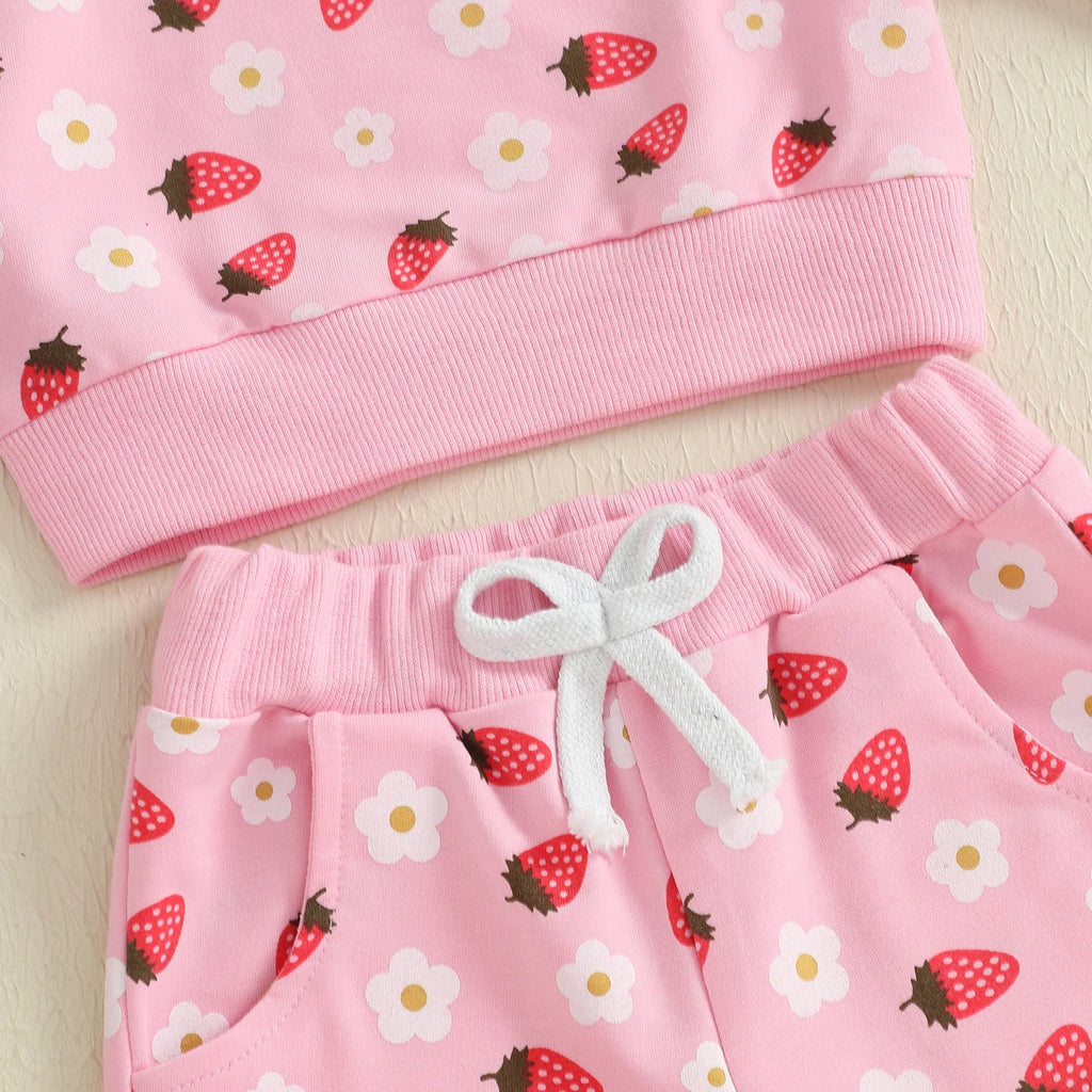 Sweet Strawberry Jogger Set for Girls - Cozy 2-Piece Outfit
