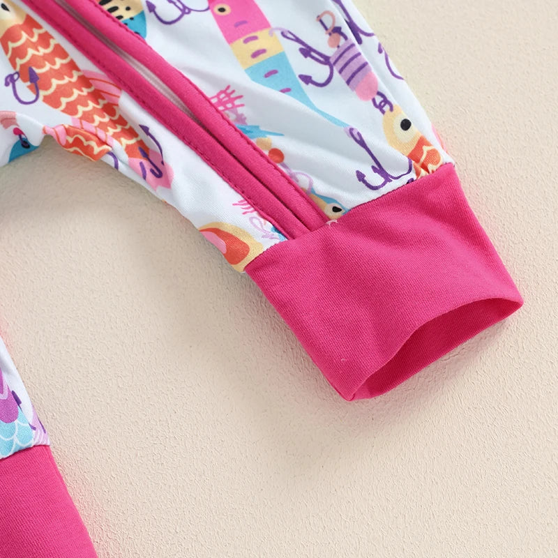 Cozy Fish Print Romper for Babies - Long Sleeve Jumpsuit