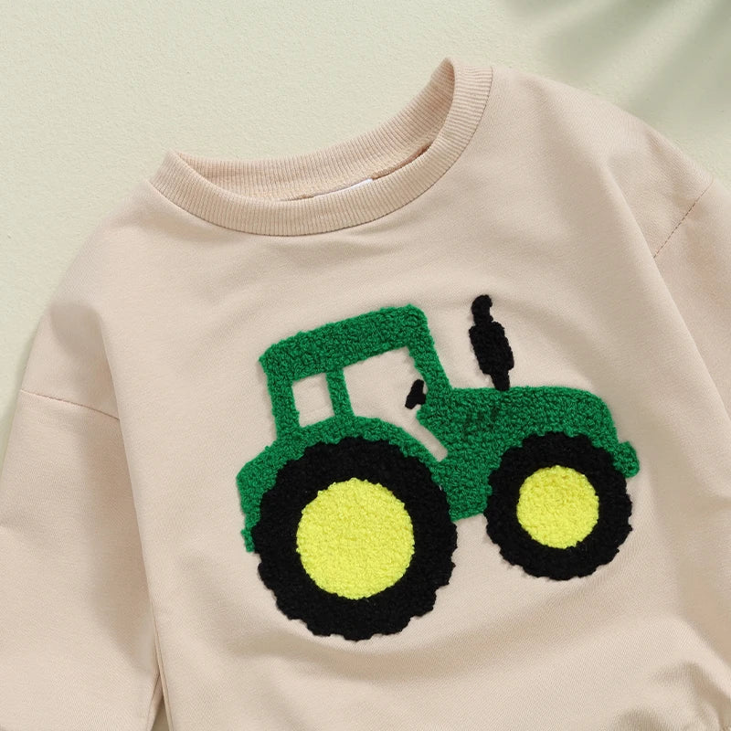 Cozy Embroidered Romper for Babies - Tractor Design