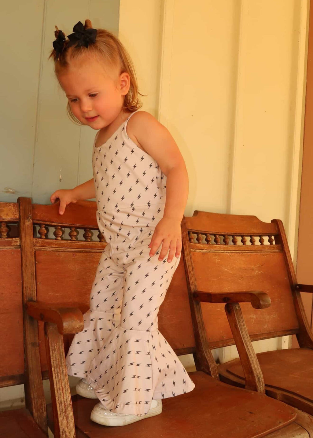 Playful Jumpsuit for Toddlers - Lightning Bolt Print