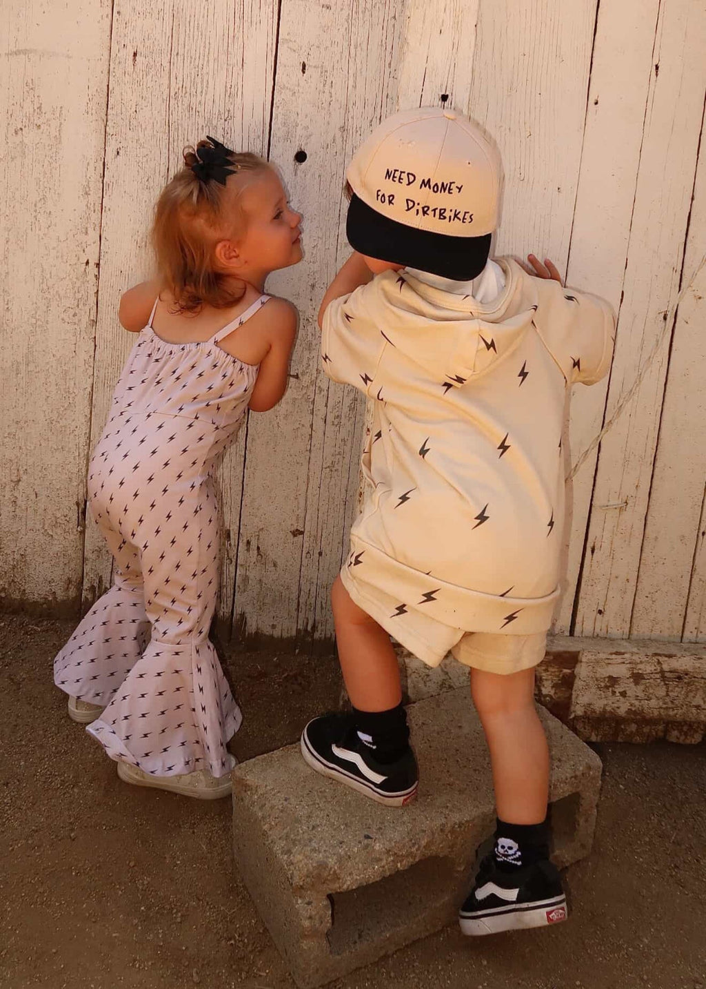 Playful Jumpsuit for Toddlers - Lightning Bolt Print