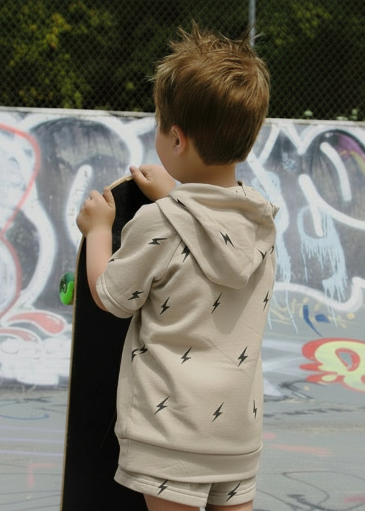 Playful Hooded Set for Boys - Lightning Bolt Design