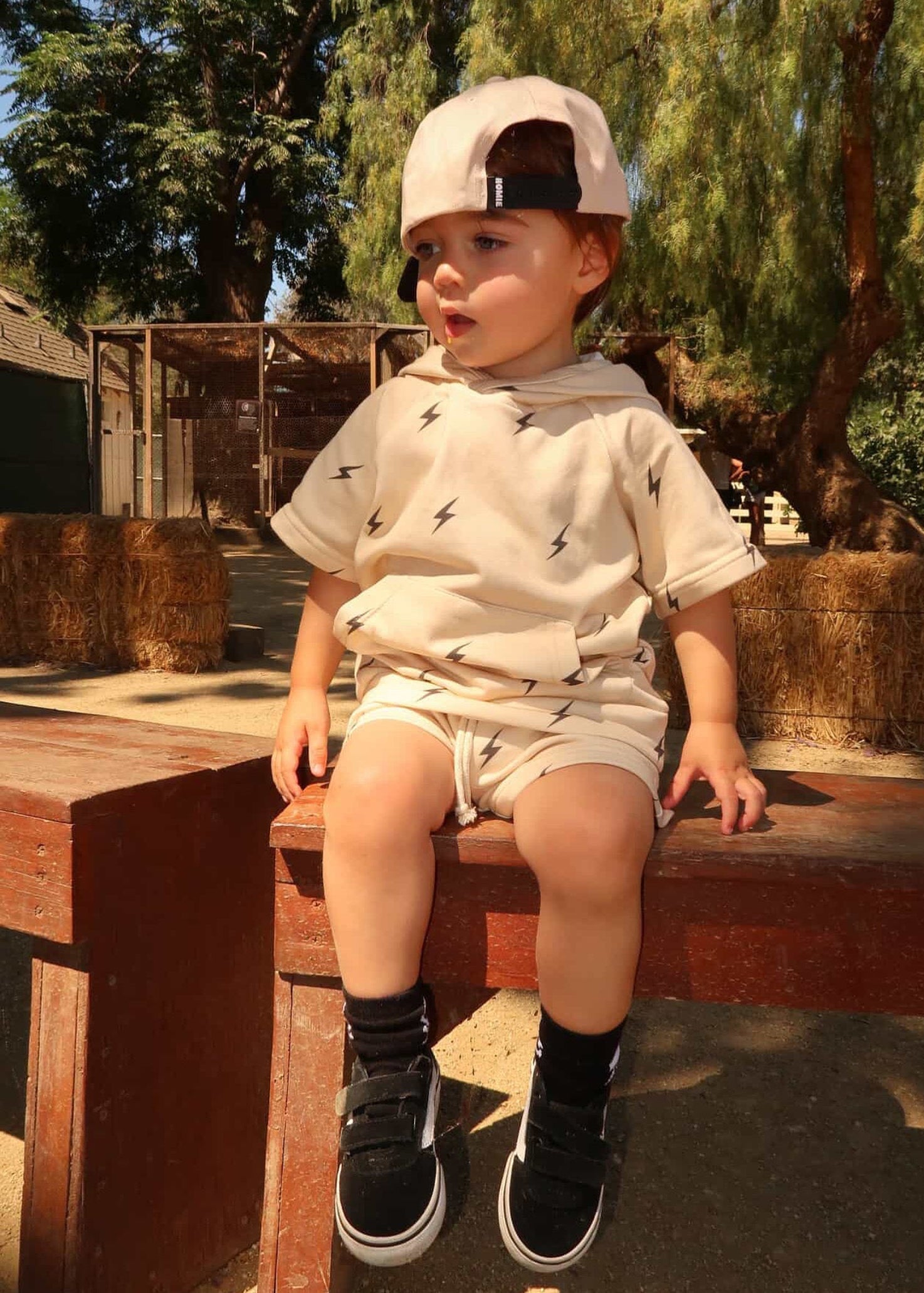 Playful Hooded Set for Boys - Lightning Bolt Design