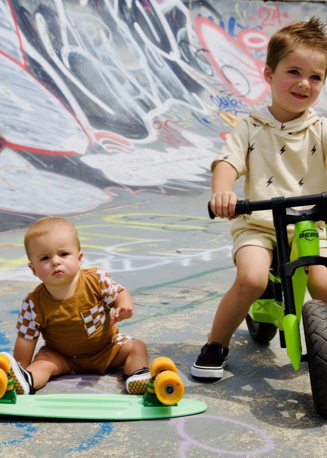 Checkered Tee & Short Set for Toddlers - Clay
