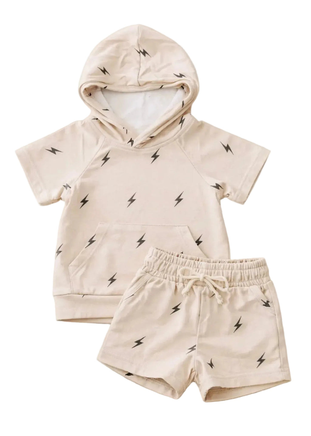 Playful Hooded Set for Boys - Lightning Bolt Design