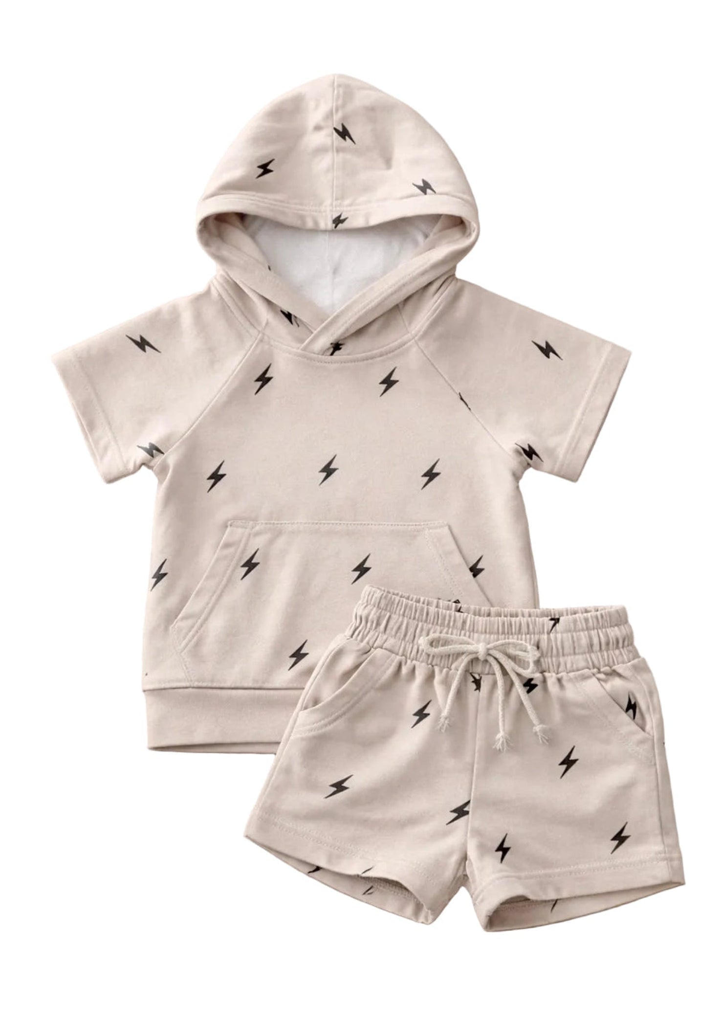 Playful Hooded Set for Boys - Lightning Bolt Design
