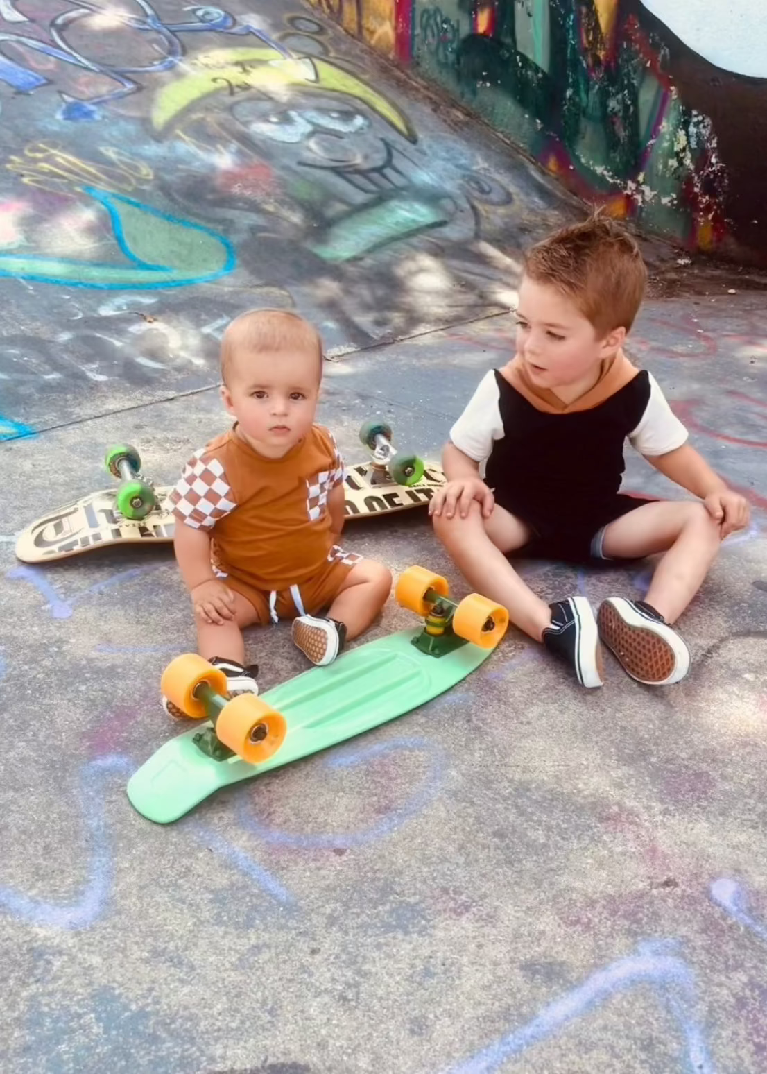 Checkered Tee & Short Set for Toddlers - Clay