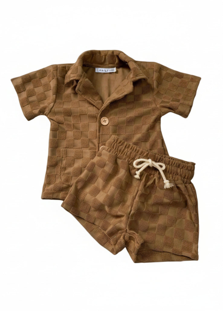 Cozy Checkered Terry Set for Toddler Boys - Playful & Soft