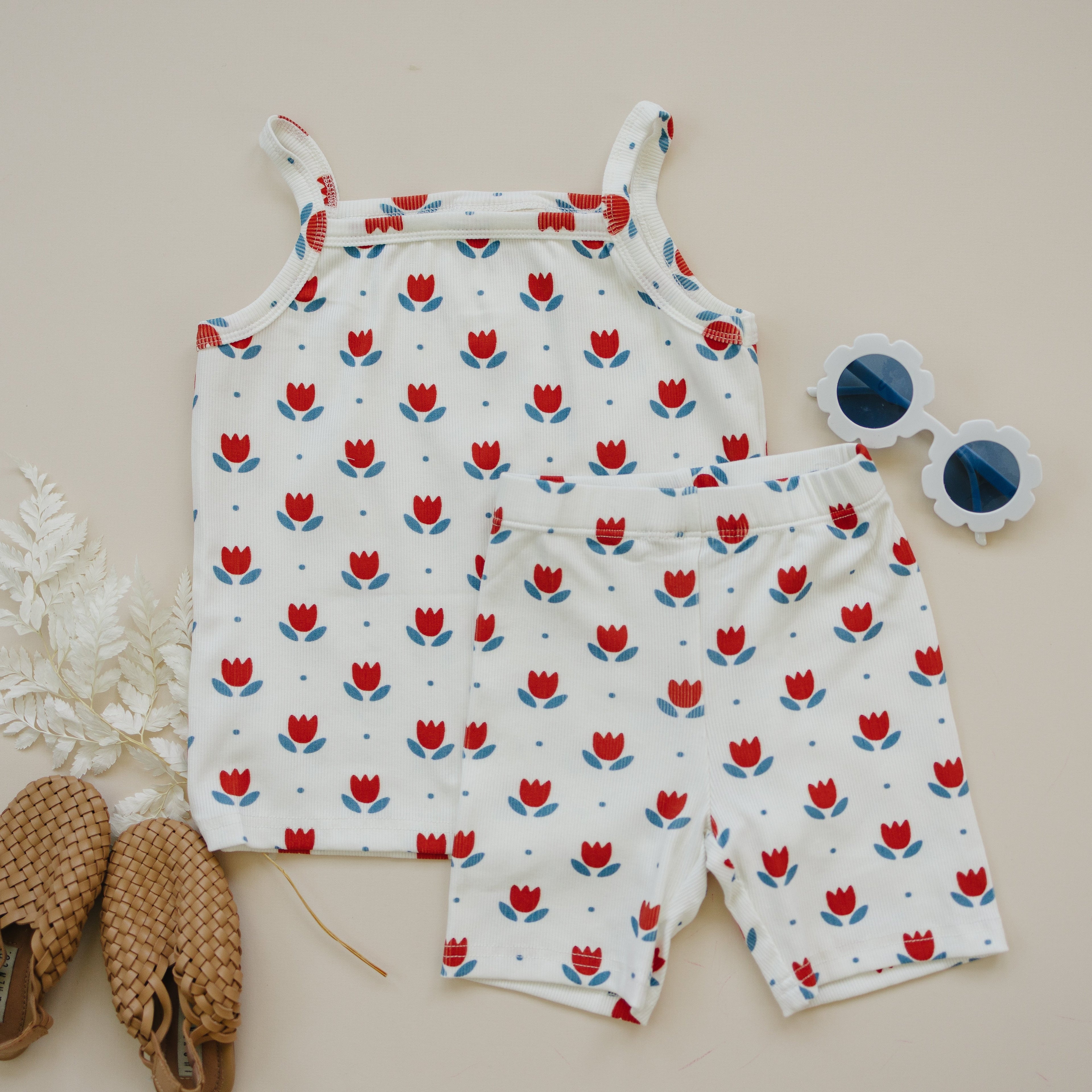 Adorable Tulip Ribbed Tank Set for Girls - 2-Piece