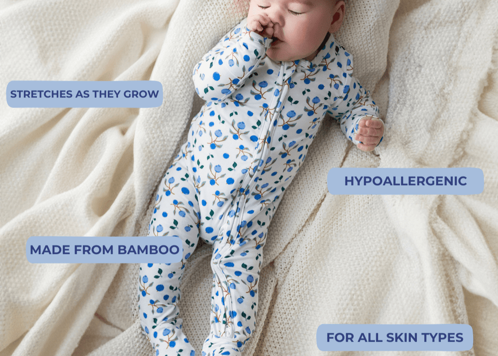 Blueberry Bamboo Zipper Footie for Babies - Snuggly Soft