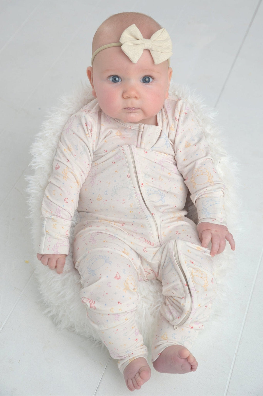 Cozy Bamboo Romper for Kids - Zodiac Print