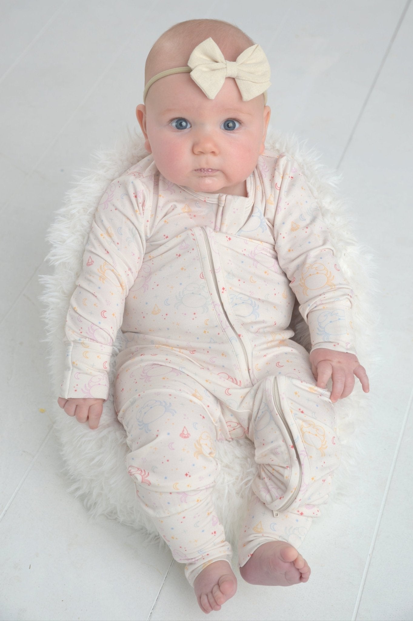 Cozy Bamboo Romper for Kids - Zodiac Print