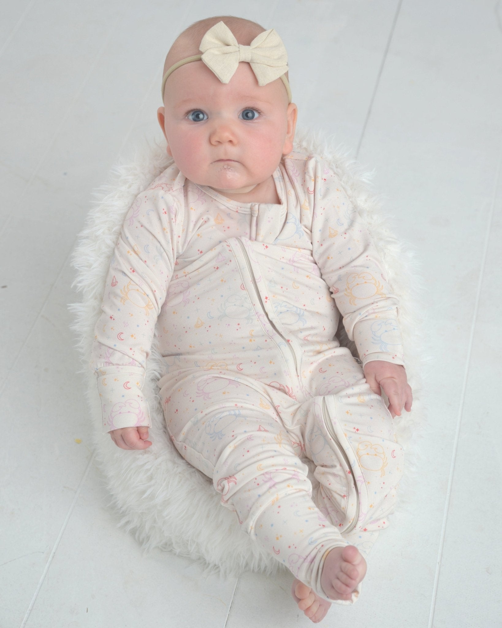 Cozy Bamboo Romper for Kids - Zodiac Print