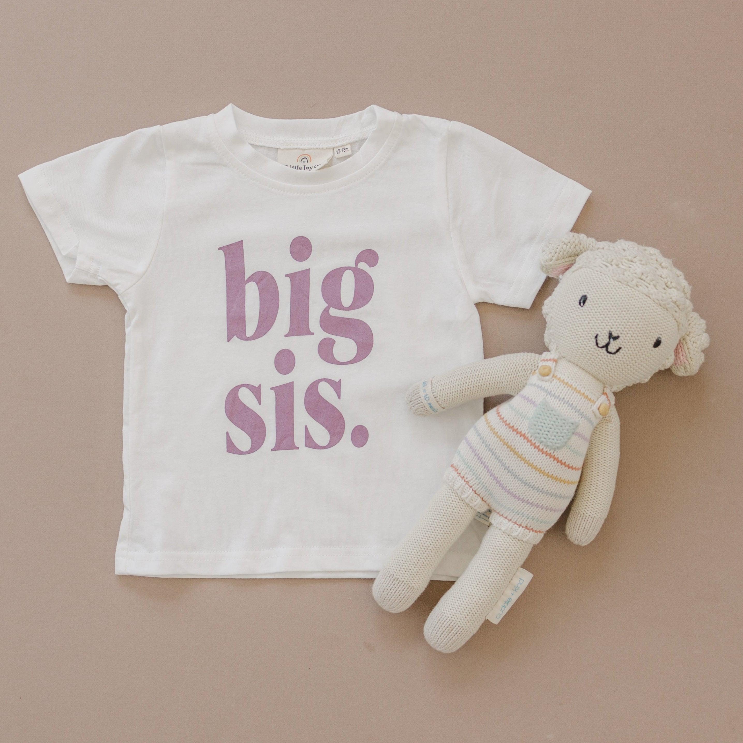 Big Sis Graphic Tee for Girls - Purple Lettering