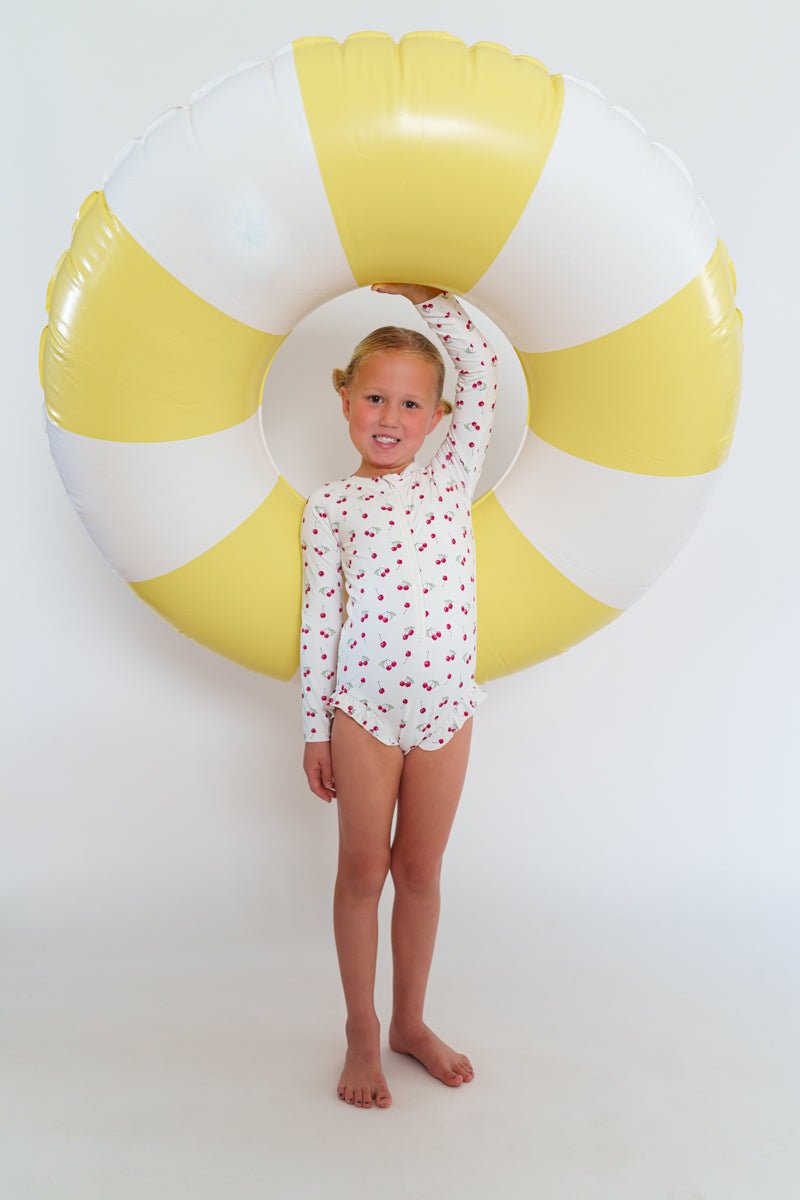 Ruffle Cherry Longsleeve Swimsuit for Kids - Sun Protective