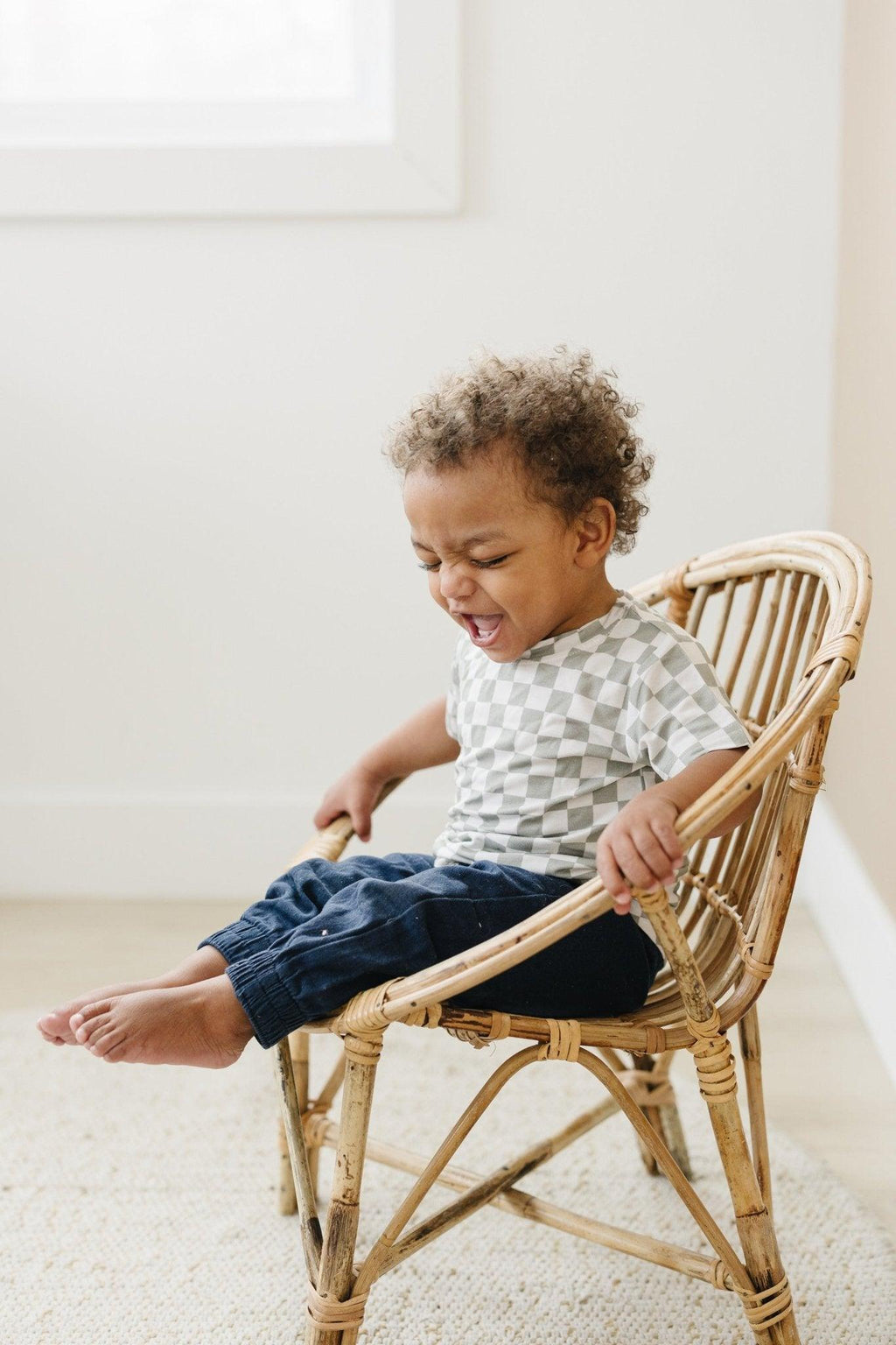 Soft Checkered T-Shirt for Kids - Sage Green