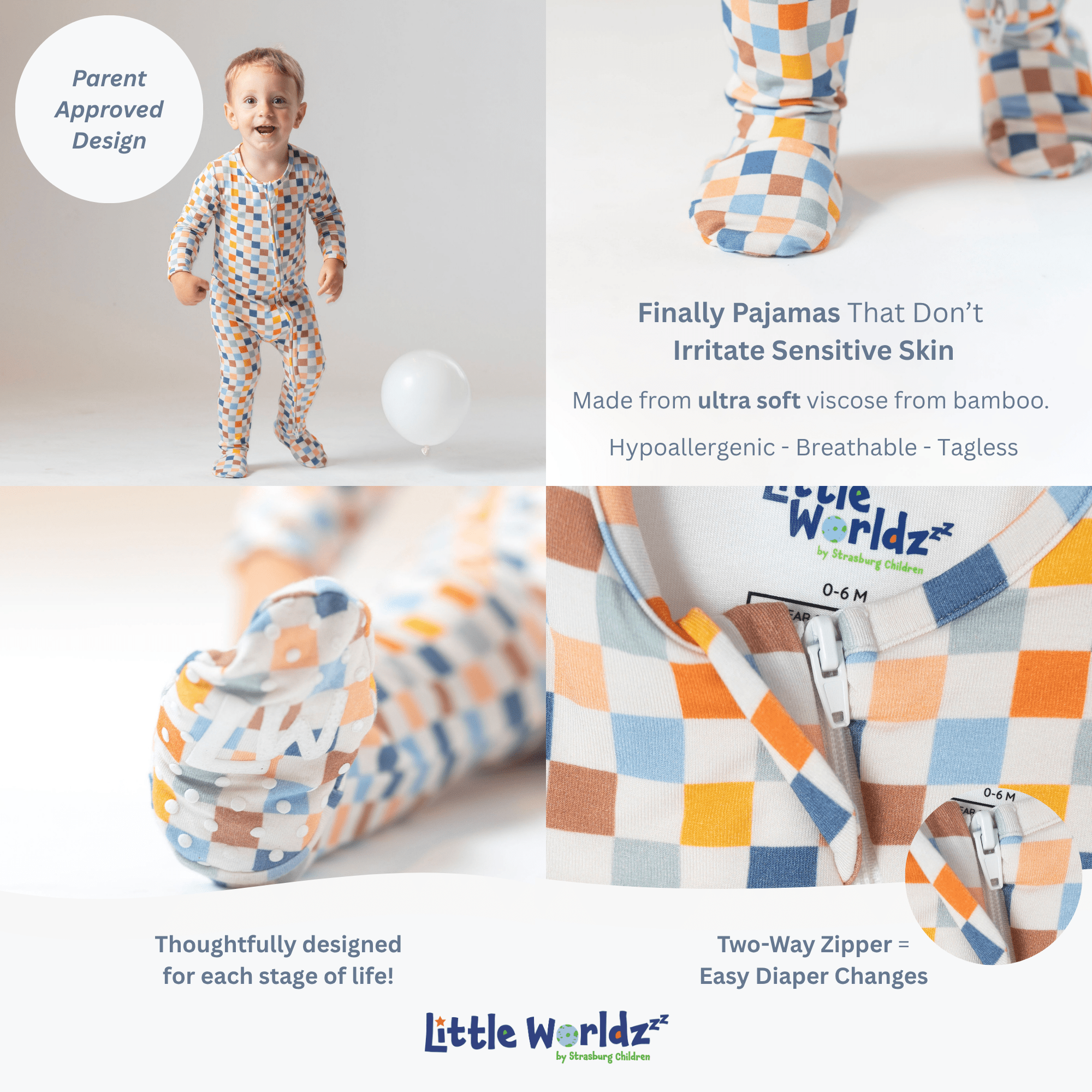 Blueberry Bamboo Zipper Footie for Babies - Snuggly Soft