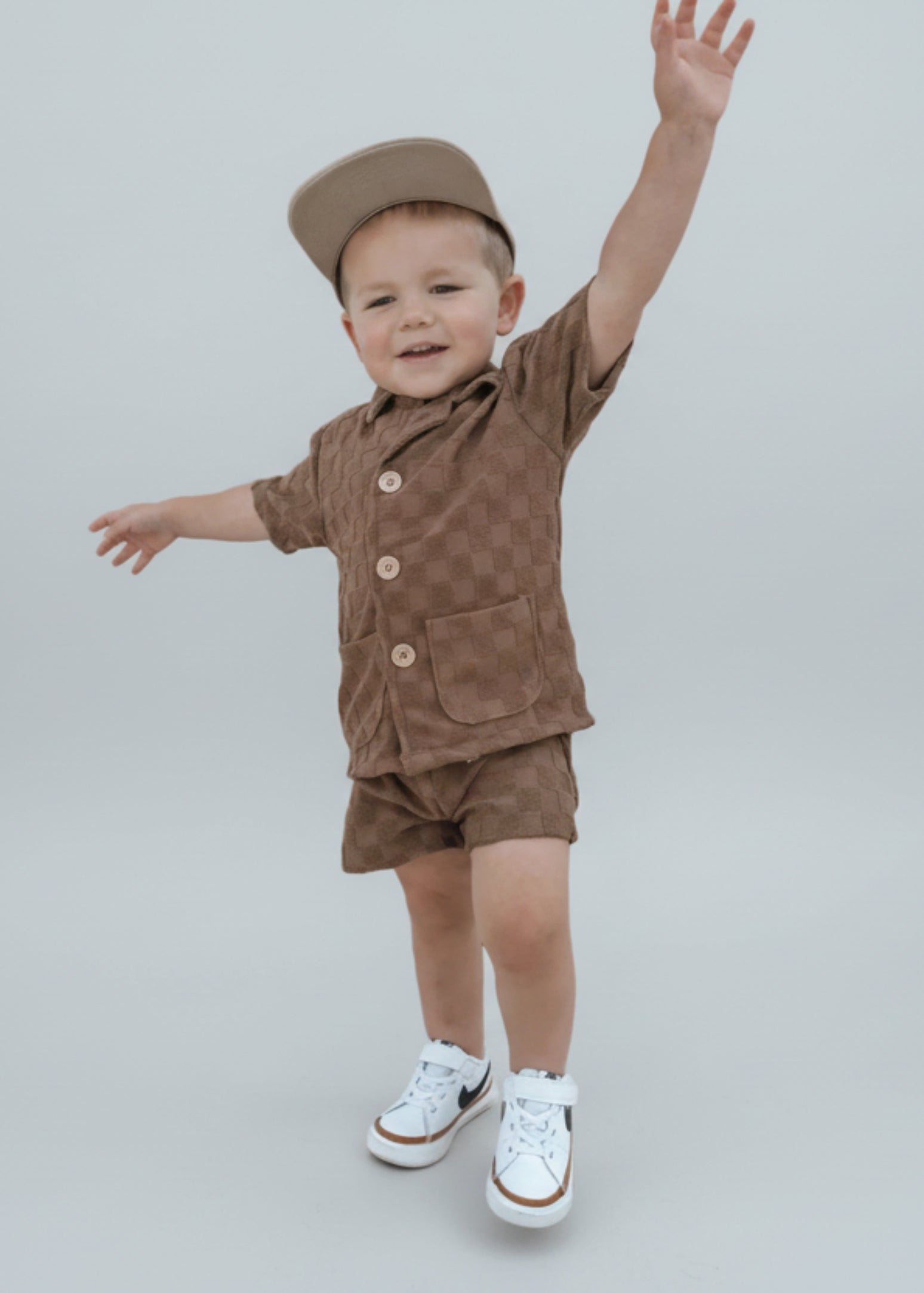 Cozy Checkered Terry Set for Toddler Boys - Playful & Soft