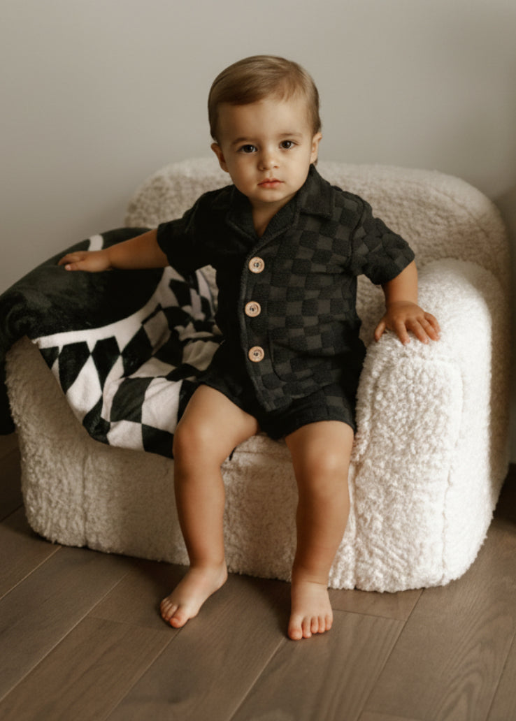 Cozy Checkered Terry Set for Toddler Boys - Playful & Soft